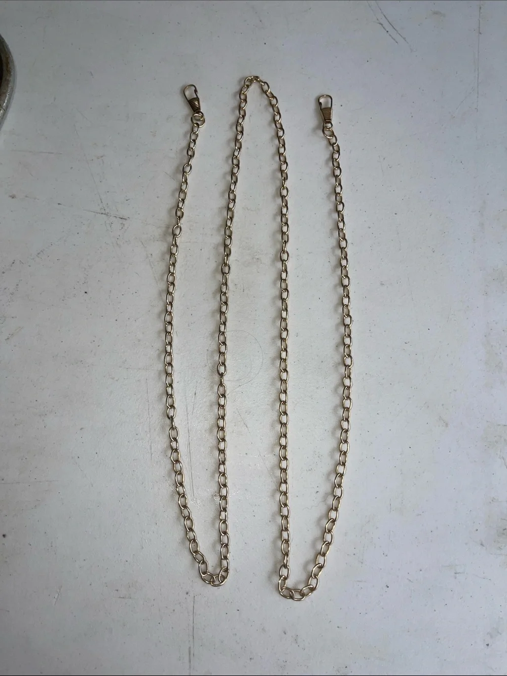 Gold-Tone Link Chain pocket watch chain necklace belt 4’+ clip on each end